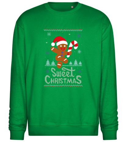 Gingerbread Man Design - Comfort Essential Unisex Sweater_MEADOW GREEN_front