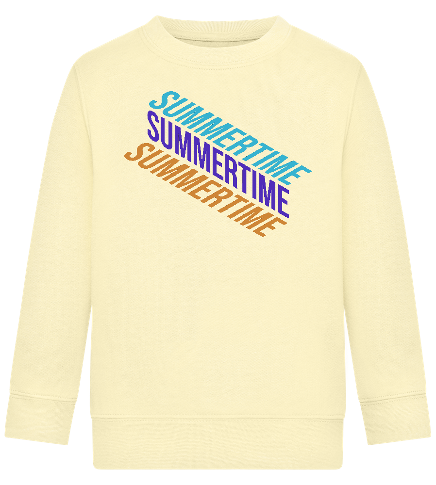 Summertime Text Design - Comfort Kids Sweater_AMARELO CLARO_front