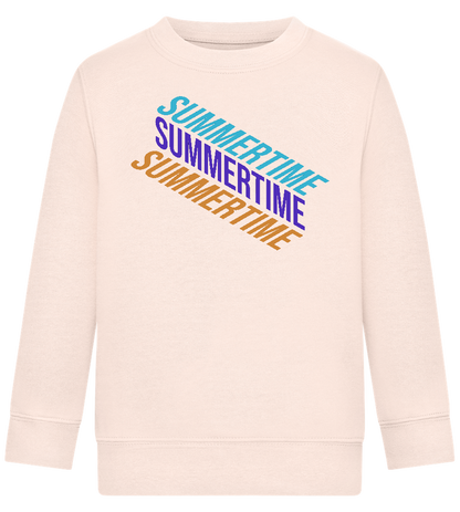 Summertime Text Design - Comfort Kids Sweater_LIGHT PEACH ROSE_front