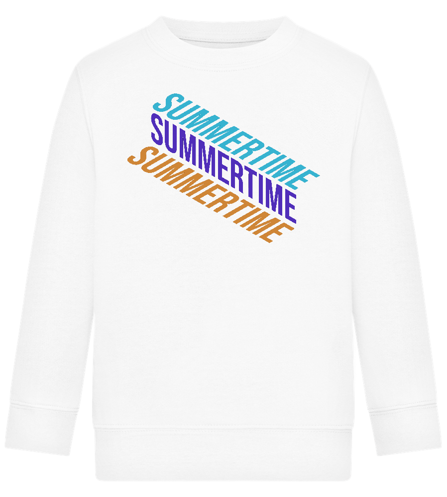 Summertime Text Design - Comfort Kids Sweater_WHITE_front