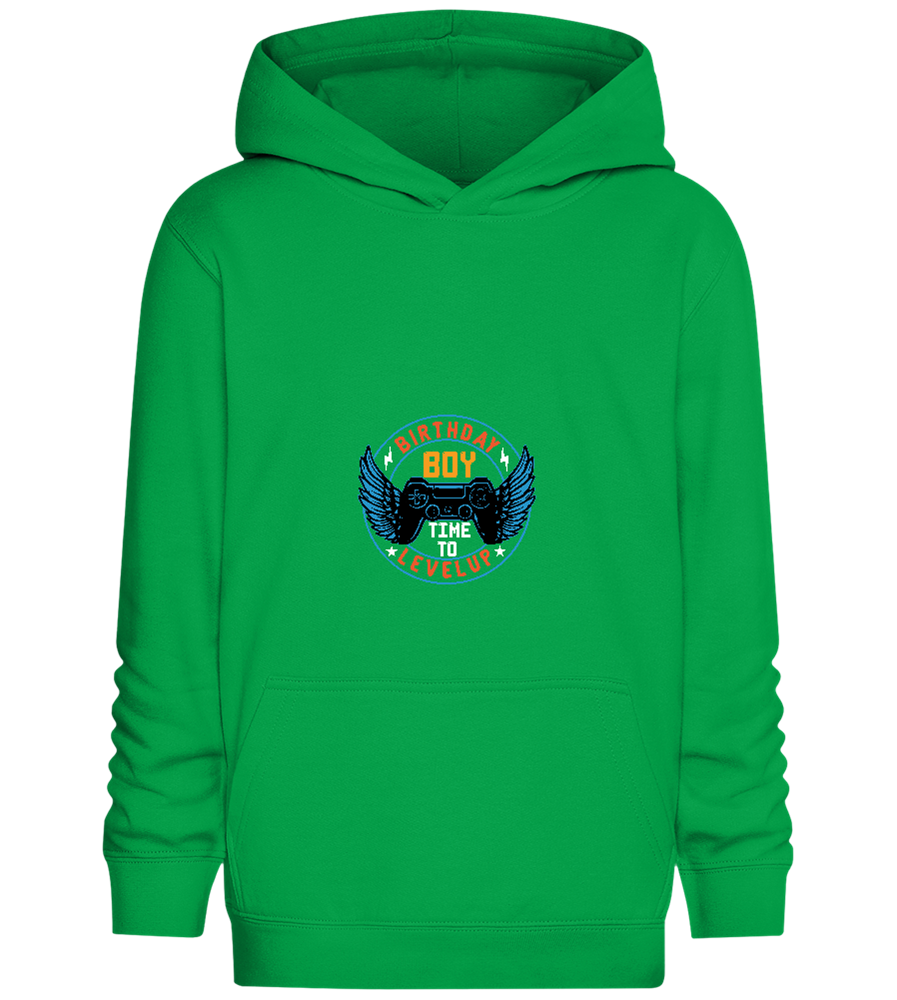 Birthday Boy Level Up Blue Design - Comfort Kids Hoodie_MEADOW GREEN_front