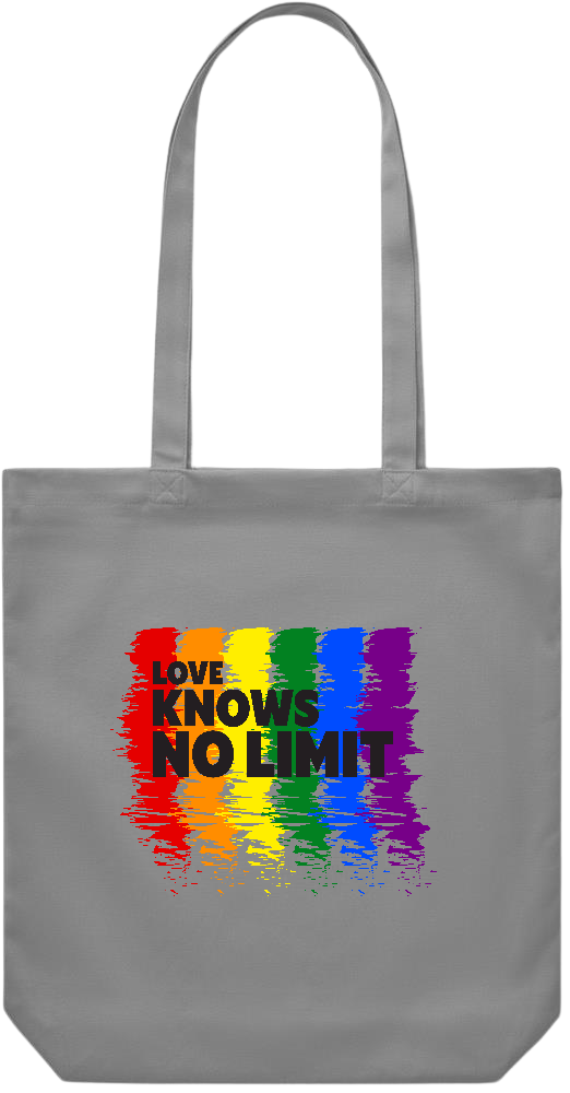 Love Knows No Limits Design - Premium Canvas colored cotton shopping bag_GREY_front