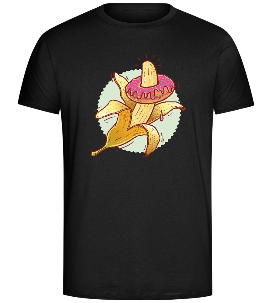 Banana with Donut Design - Comfort Unisex T-Shirt_DEEP BLACK_front