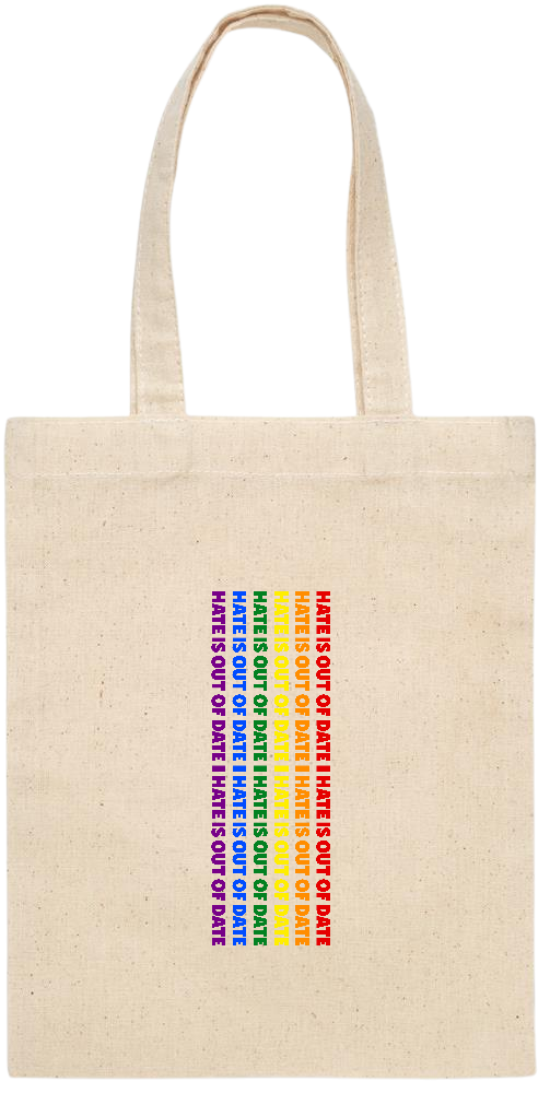 Hate is Out of Date Design - Essential small colored handle gift bag_BEIGE_front