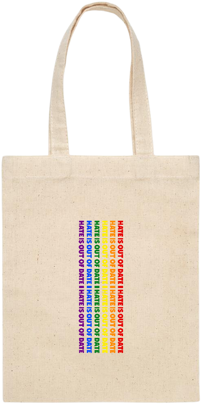 Hate is Out of Date Design - Essential small colored handle gift bag_BEIGE_front