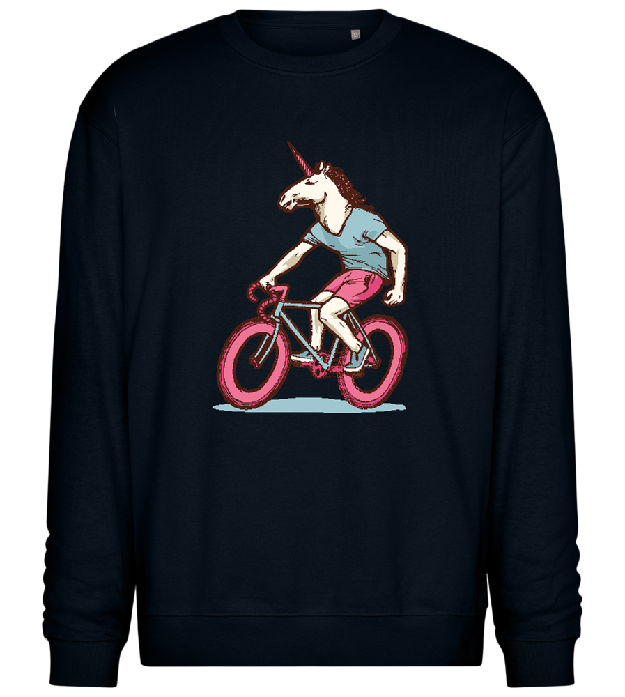 Unicorn On Bicycle Design - Comfort Essential Unisex Sweater_BLACK_front