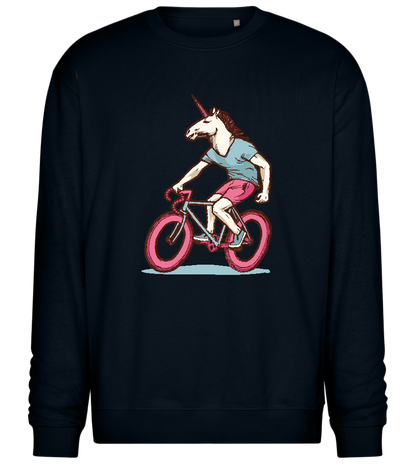 Unicorn On Bicycle Design - Comfort Essential Unisex Sweater_BLACK_front