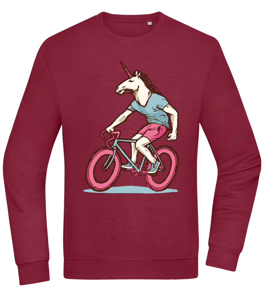 Unicorn On Bicycle Design - Comfort Essential Unisex Sweater_BORDEAUX_front