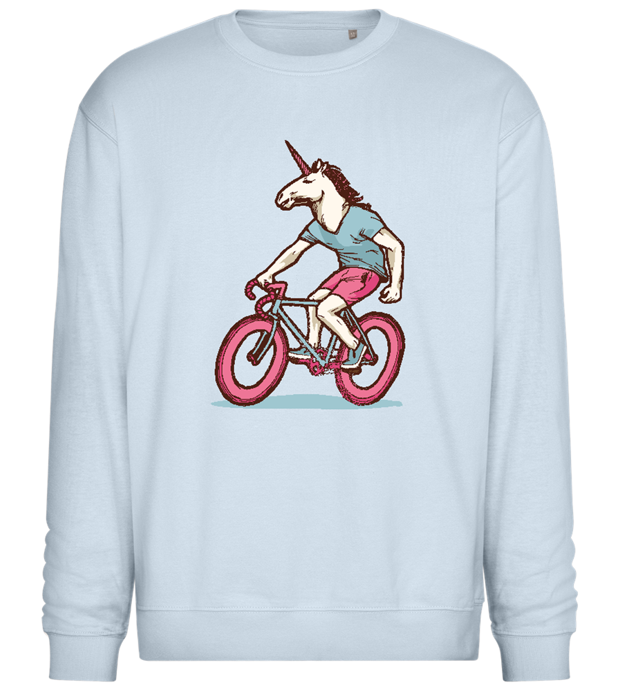 Unicorn On Bicycle Design - Comfort Essential Unisex Sweater_CREAMY BLUE_front