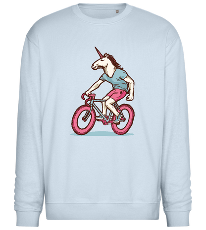 Unicorn On Bicycle Design - Comfort Essential Unisex Sweater_CREAMY BLUE_front