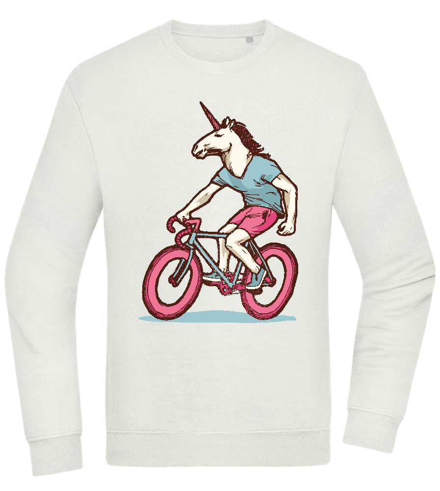 Unicorn On Bicycle Design - Comfort Essential Unisex Sweater_CREAMY GREEN_front