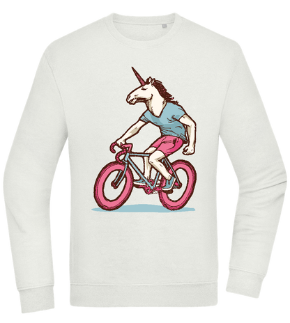 Unicorn On Bicycle Design - Comfort Essential Unisex Sweater_CREAMY GREEN_front