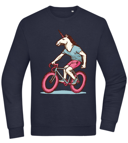 Unicorn On Bicycle Design - Comfort Essential Unisex Sweater_FRENCH NAVY_front