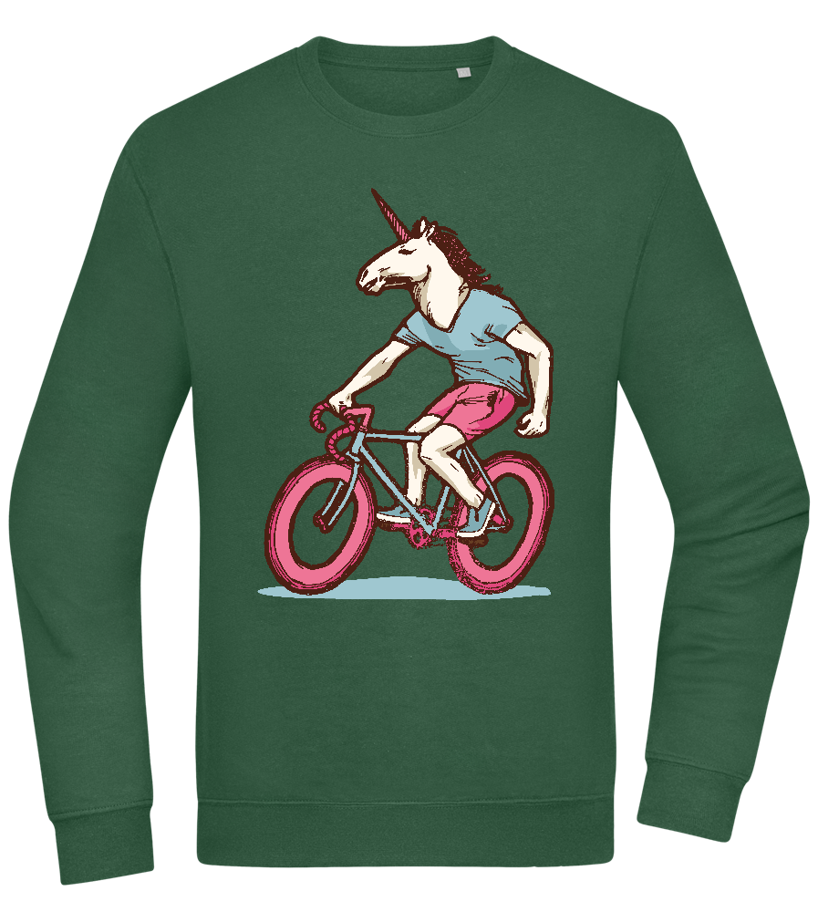 Unicorn On Bicycle Design - Comfort Essential Unisex Sweater_GREEN BOTTLE_front