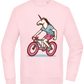 Unicorn On Bicycle Design - Comfort Essential Unisex Sweater_LIGHT PEACH ROSE_front