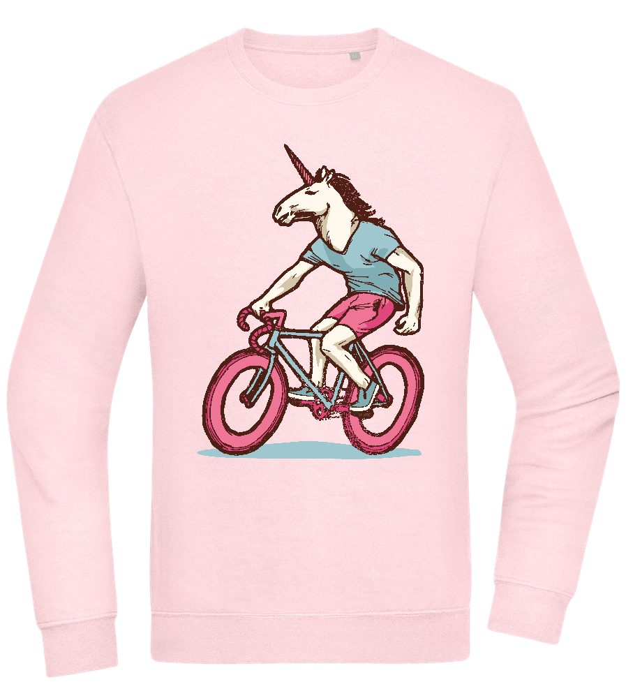 Unicorn On Bicycle Design - Comfort Essential Unisex Sweater_LIGHT PEACH ROSE_front