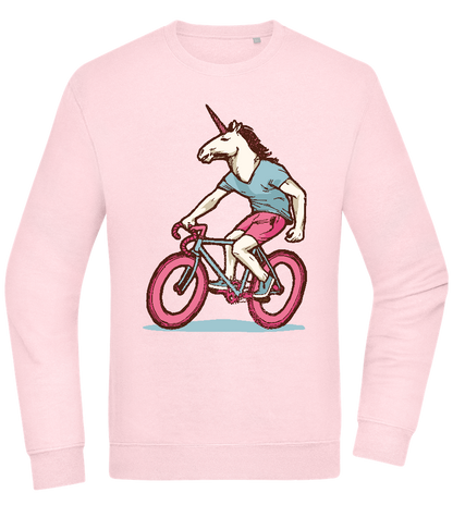 Unicorn On Bicycle Design - Comfort Essential Unisex Sweater_LIGHT PEACH ROSE_front