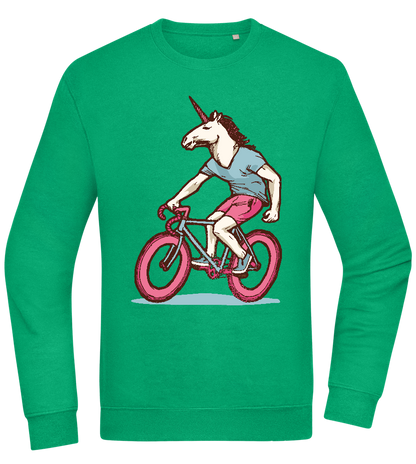 Unicorn On Bicycle Design - Comfort Essential Unisex Sweater_MEADOW GREEN_front