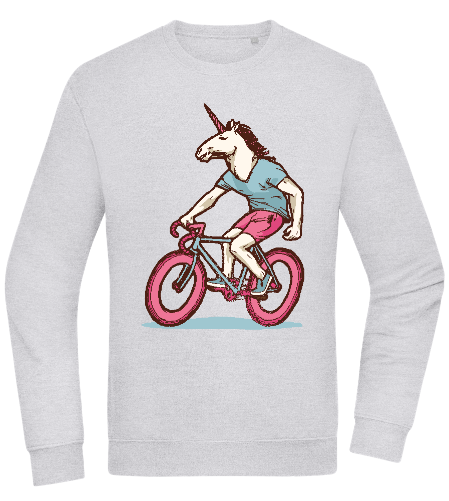 Unicorn On Bicycle Design - Comfort Essential Unisex Sweater_ORION GREY II_front