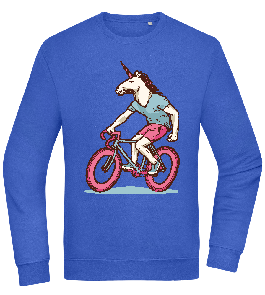 Unicorn On Bicycle Design - Comfort Essential Unisex Sweater_ROYAL_front