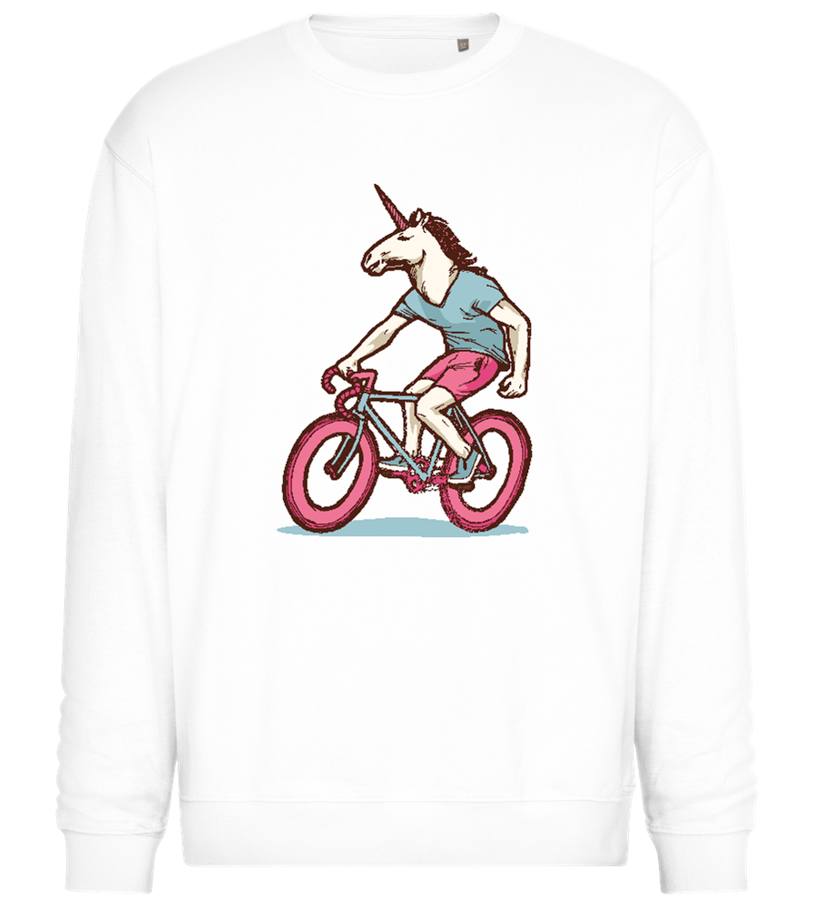 Unicorn On Bicycle Design - Comfort Essential Unisex Sweater_WHITE_front