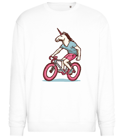 Unicorn On Bicycle Design - Comfort Essential Unisex Sweater_WHITE_front