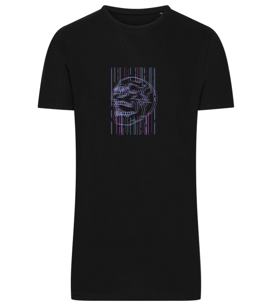 Neon Lines Skull Design - Comfort men's long t-shirt_DEEP BLACK_front