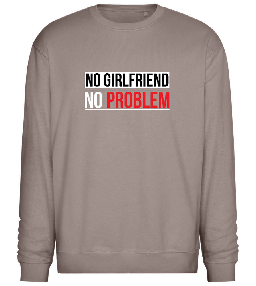 No Girlfriend No Problem Design - Comfort Essential Unisex Sweater_CHARCOAL CHIN_front