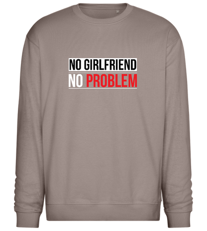 No Girlfriend No Problem Design - Comfort Essential Unisex Sweater_CHARCOAL CHIN_front