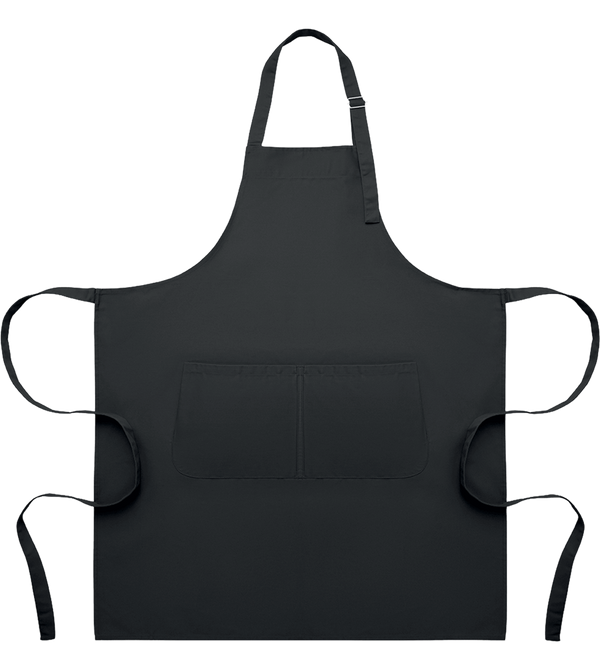 Adjustable Kitchen Apron with Pockets_BLACK_front