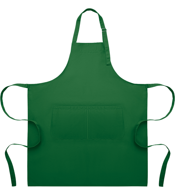 Adjustable Kitchen Apron with Pockets_DARK GREEN_front