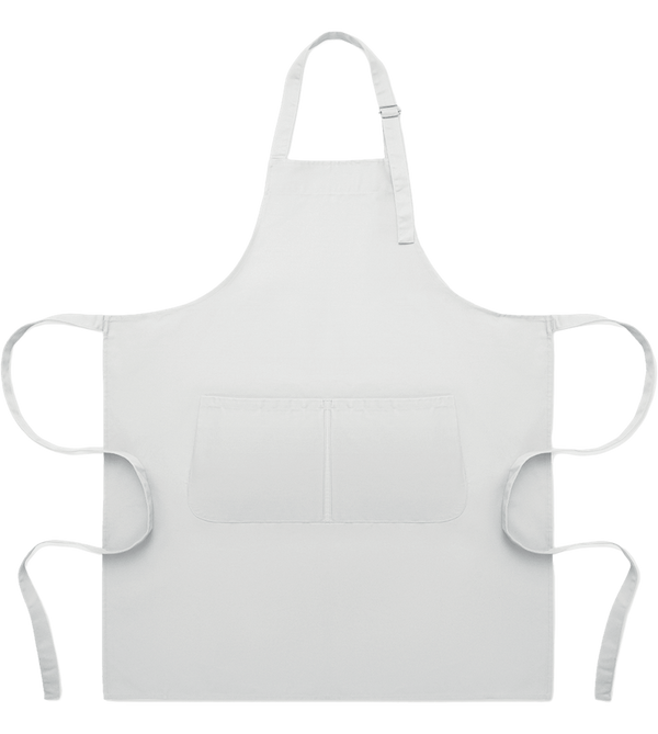 Adjustable Kitchen Apron with Pockets_WHITE_front