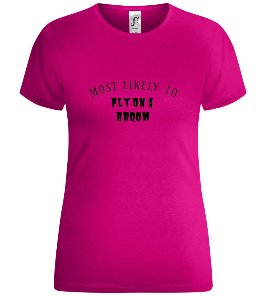 To Fly on a Broom Design - Comfort women's t-shirt_FUCHSIA_front