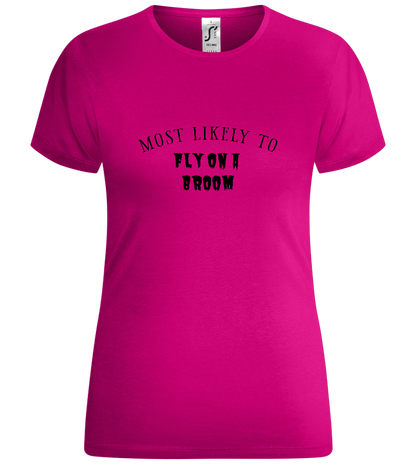 To Fly on a Broom Design - Comfort women's t-shirt_FUCHSIA_front