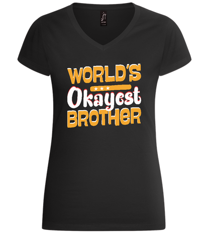 World's Okayest Brother Design - Basic women's v-neck t-shirt_DEEP BLACK_front