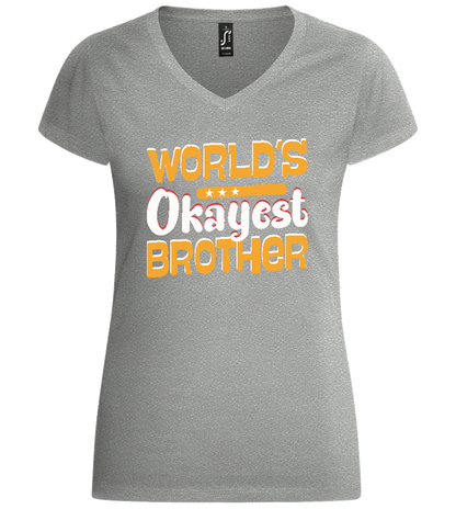 World's Okayest Brother Design - Basic women's v-neck t-shirt_ORION GREY_front