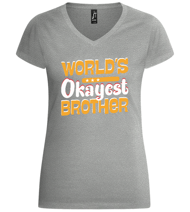 World's Okayest Brother Design - Basic women's v-neck t-shirt_ORION GREY_front