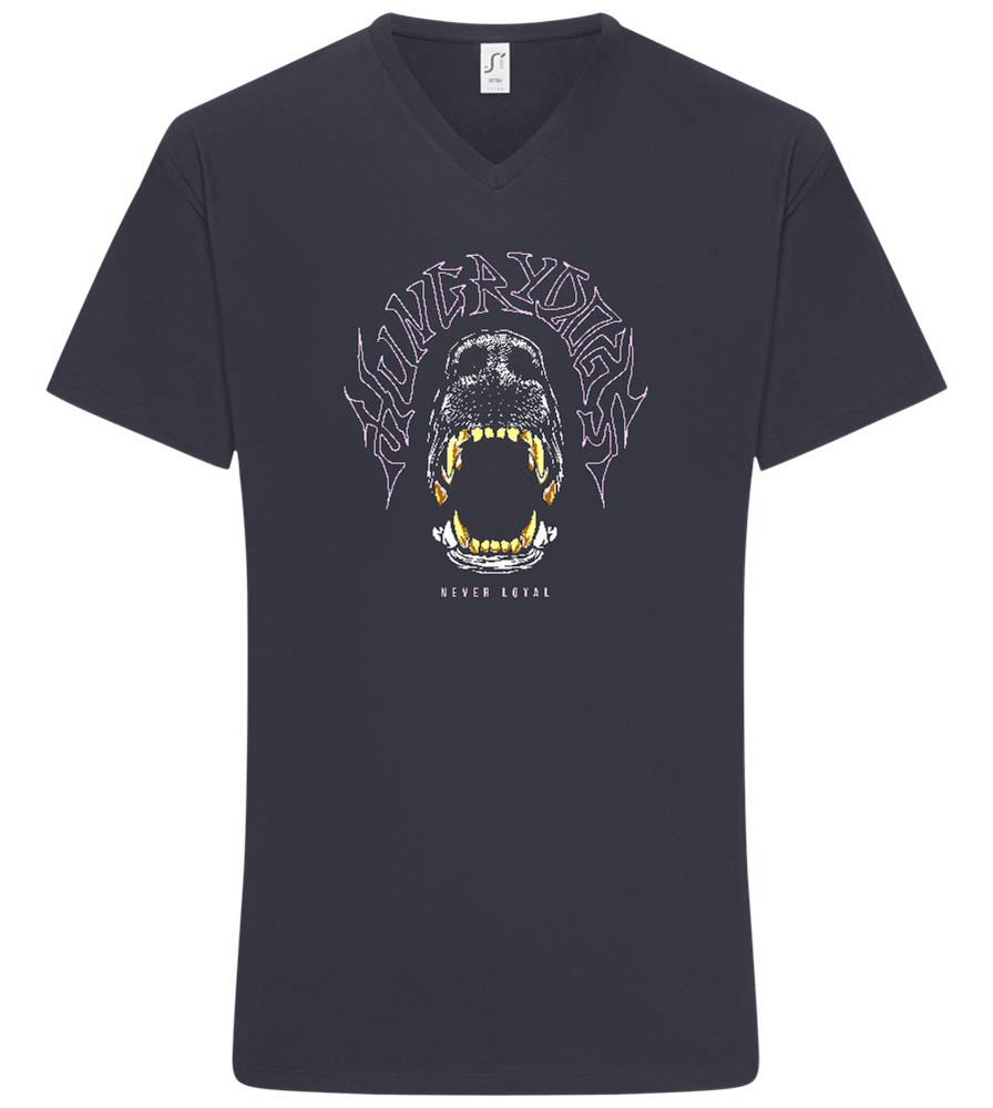 Hungry Dogs Design - Basic men's v-neck t-shirt_MARINE_front