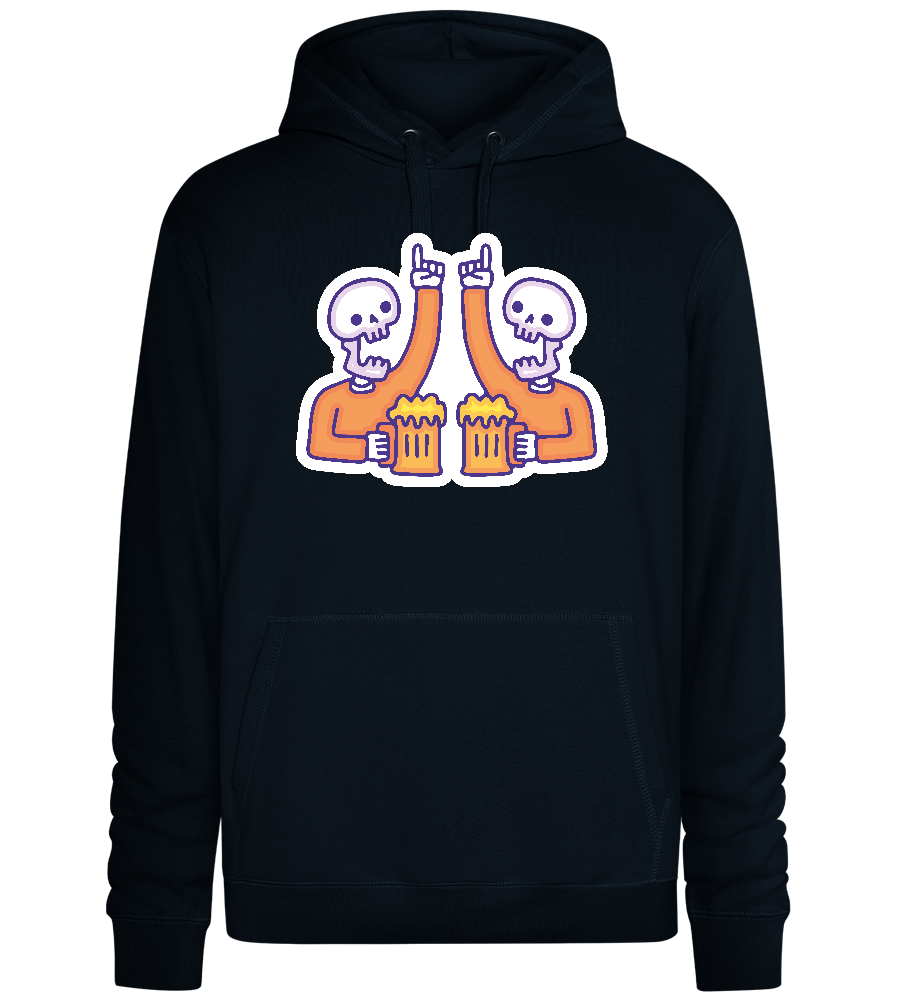 Two Skeletons Drinking Design - Premium unisex hoodie_BLACK_front