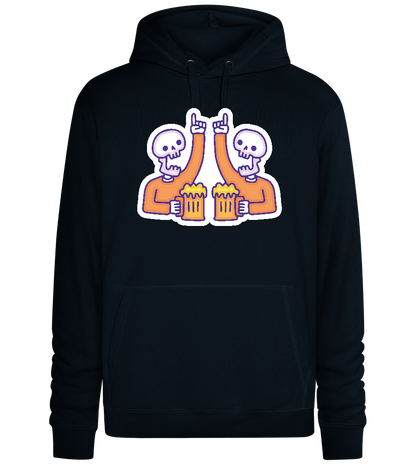 Two Skeletons Drinking Design - Premium unisex hoodie_BLACK_front