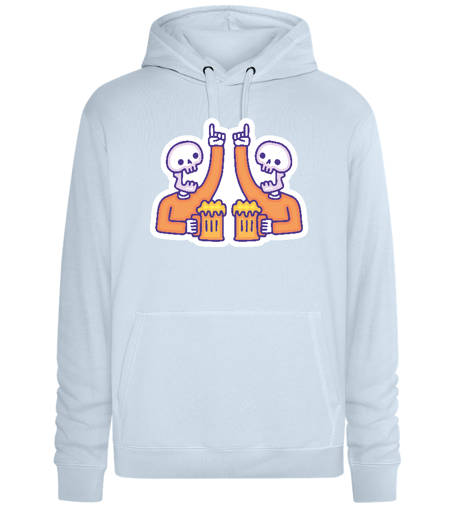 Two Skeletons Drinking Design - Premium unisex hoodie_CREAMY BLUE_front