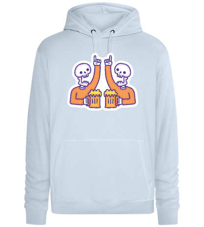 Two Skeletons Drinking Design - Premium unisex hoodie_CREAMY BLUE_front