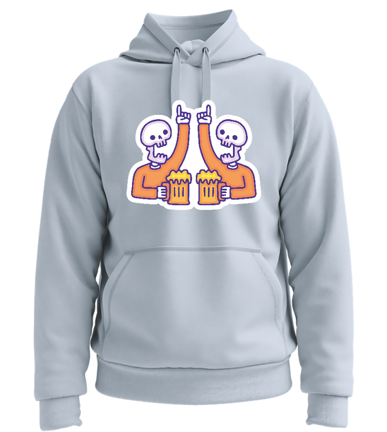 Two Skeletons Drinking Design - Premium unisex hoodie_CREAMY BLUE_front