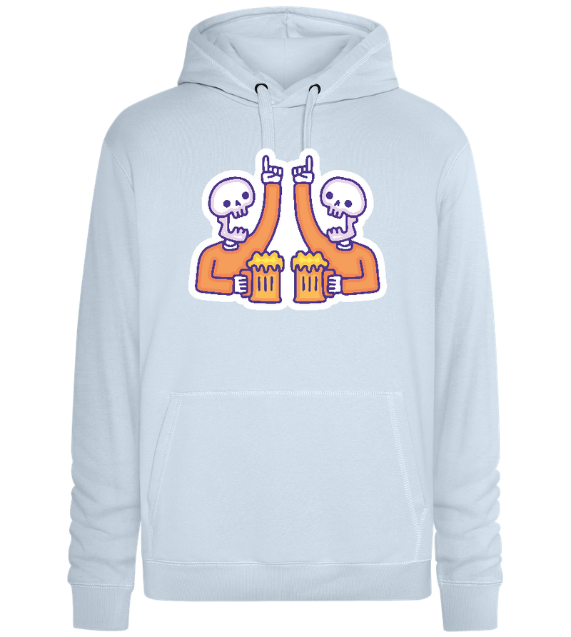 Two Skeletons Drinking Design - Premium unisex hoodie_CREAMY BLUE_front