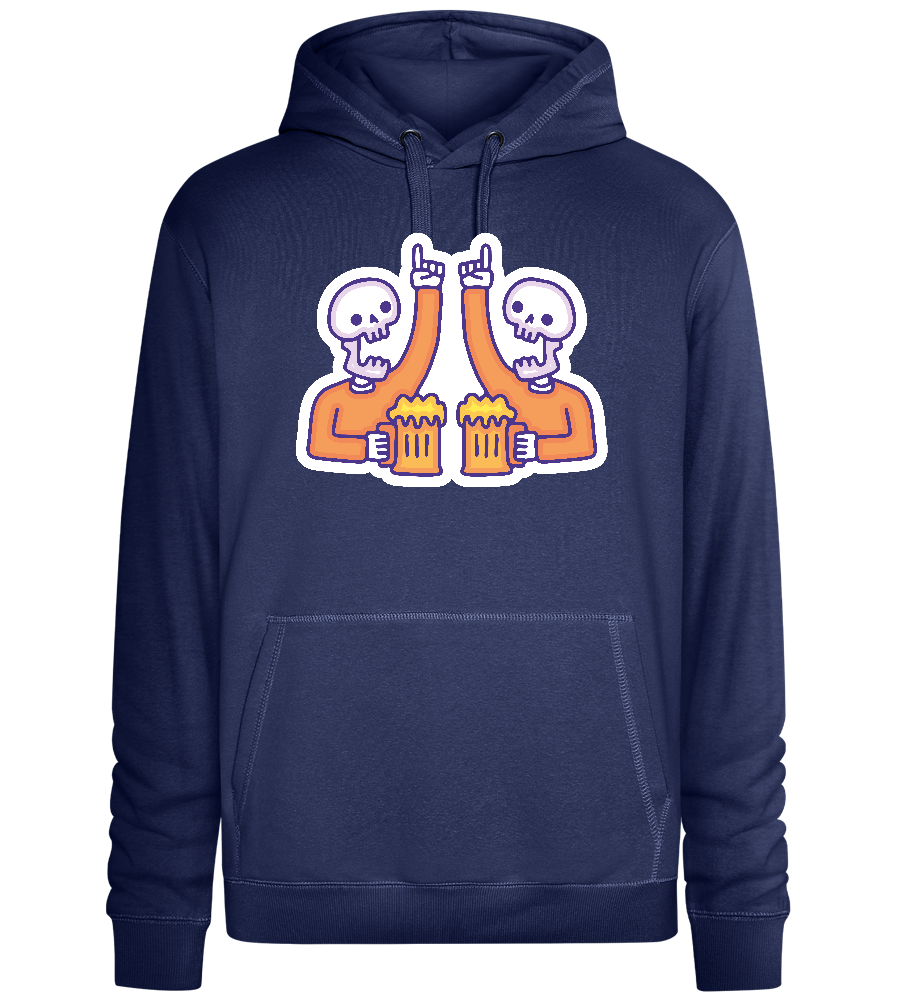 Two Skeletons Drinking Design - Premium unisex hoodie_DENIM CHINA_front