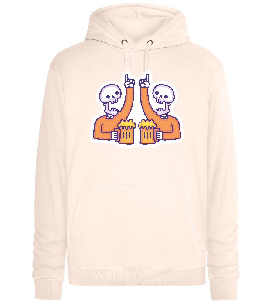 Two Skeletons Drinking Design - Premium unisex hoodie_LIGHT PEACH ROSE_front