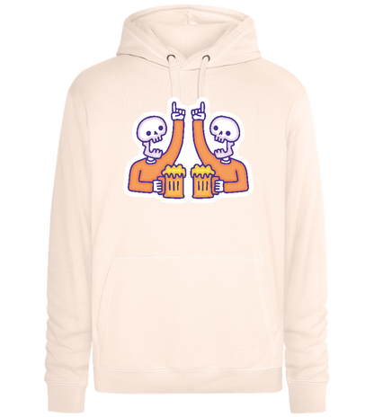 Two Skeletons Drinking Design - Premium unisex hoodie_LIGHT PEACH ROSE_front