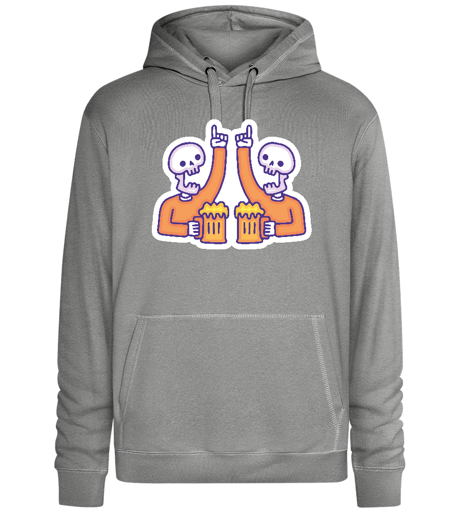 Two Skeletons Drinking Design - Premium unisex hoodie_ORION GREY II_front