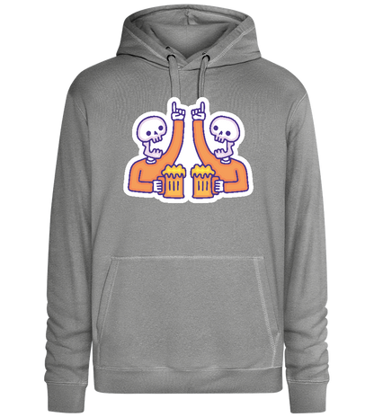 Two Skeletons Drinking Design - Premium unisex hoodie_ORION GREY II_front