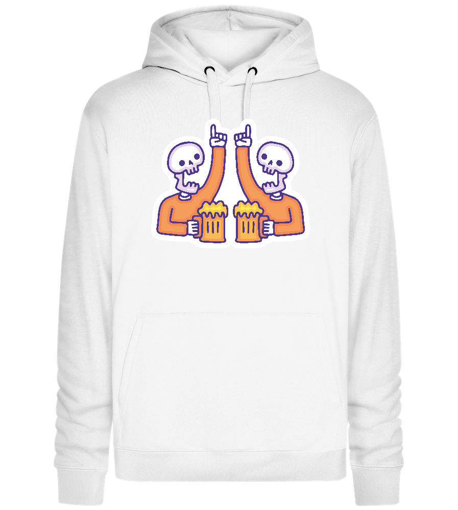 Two Skeletons Drinking Design - Premium unisex hoodie_WHITE_front